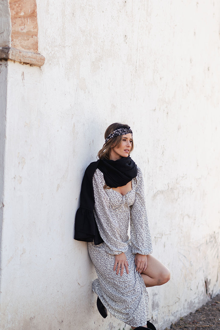 Cintillo Turbante Negro Floral