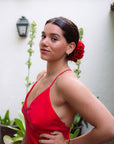 Flor Carmín Satín