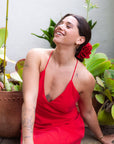 Flor Carmín Satín
