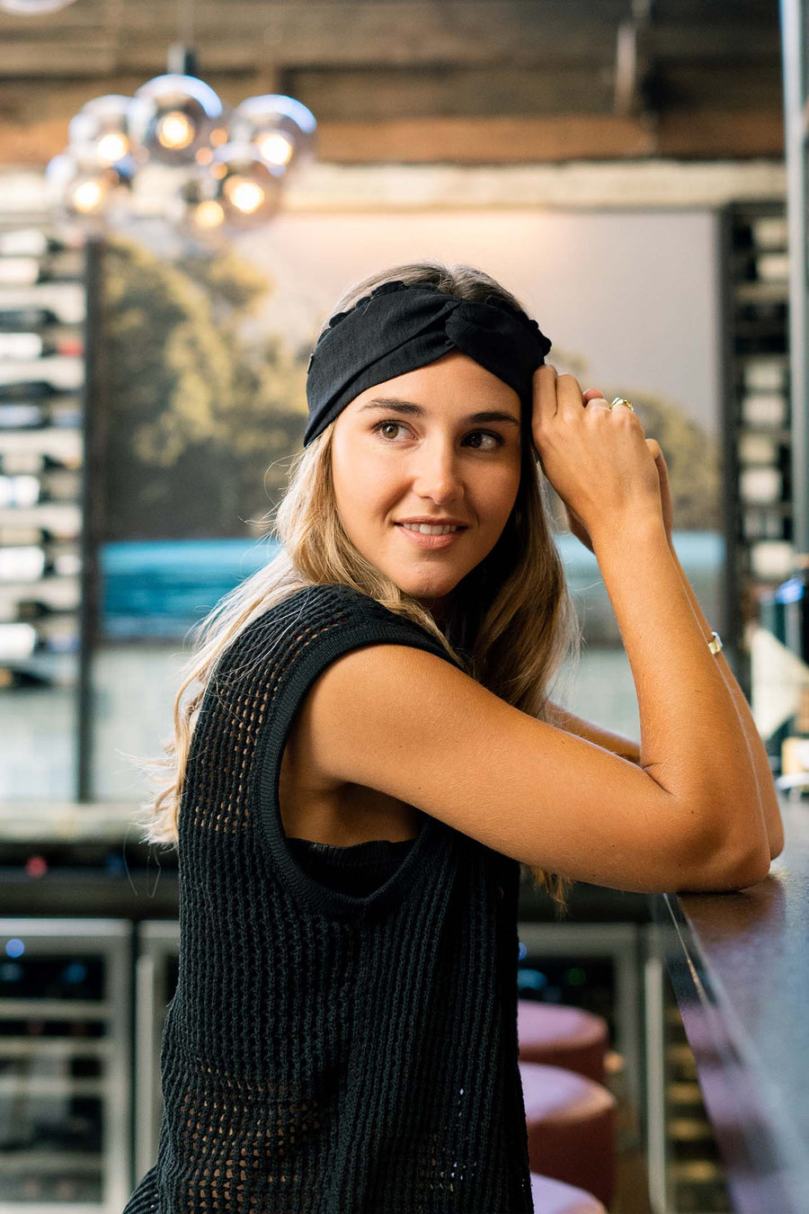 Cintillo Turbante Negro Lino